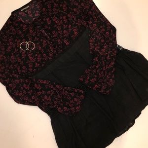 Long Sleeve Red Floral Body Suit